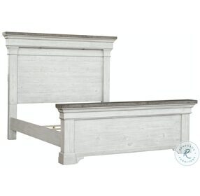 Valley Ridge Distressed White And Rustic Gray Queen Panel Bed