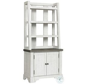 Valley Ridge Distressed White And Rustic Gray Bookcase with Hutch