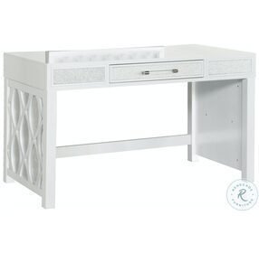 Starlight Pearlized White And Silver Vanity Desk