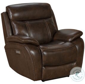 Sandover Tri-Tone Chocolate Power Recliner with Power Headrest And Lumbar