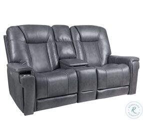 Sanibel Rainer Storm Lay Flat Power Reclining Console Loveseat with Power Headrest And Lumbar