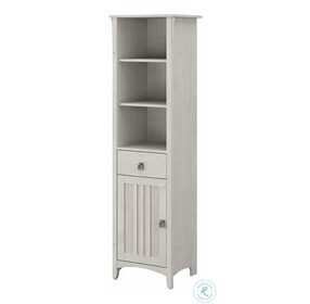 Salinas Linen White Oak Tall Narrow Bookcase Cabinet