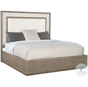 Rookery Beige And Gray Washed Oak And Textured Light Gray King upholstered Panel Bed