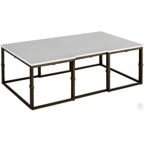 Stevens Painted Seagrass and Brass Coffee Table