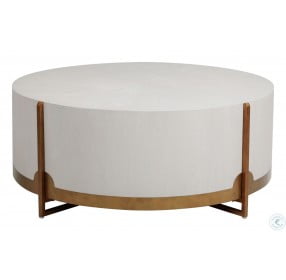 Clifton White Cerused Oak And Brass Coffee Table