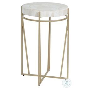 Krissa Painted Champagne And Gray Cream Side Table