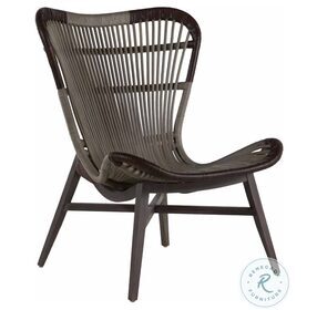 Nolan Gray Rattan And Dark Brown Leather Chair
