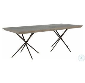 Davenport Cerused Natural Gray And Antique Bronze Metal Dining Table