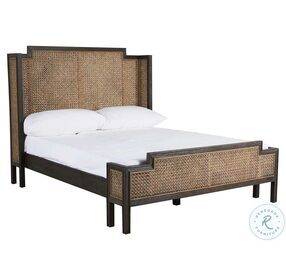 Camille Natural Gray Rattan And Cerused Ash Queen Panel Bed