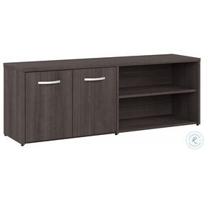 Studio A Storm Gray Low Storage Cabinet with Doors and Shelves