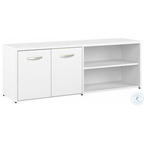 Studio A White Low Storage Cabinet with Doors and Shelves