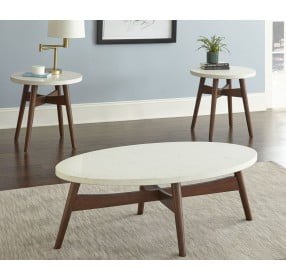 Serena White Silverstone And Natural Cherry Occasional Table Set