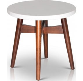 Serena White Silverstone And Natural Cherry End Table