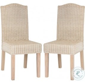 Odette White Washed 19" Wicker Dining Chair Set Of 2