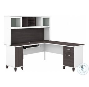 Somerset White and Storm Gray 72" L Shaped Desk with Hutch