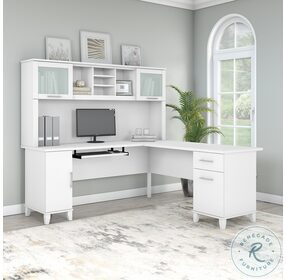 Somerset White 72" L Shaped Home Office Set with Hutch