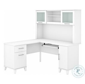 Somerset White 60" L Shaped Desk With Hutch