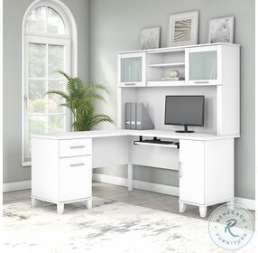 Somerset White 60" L Shaped Home Office Set with Hutch