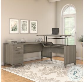 Somerset Ash Gray 72" 3 Position Sit to Stand L Shaped Home Office Set