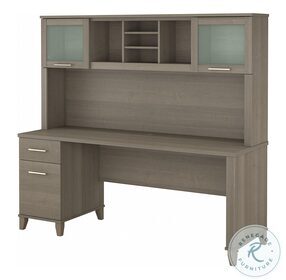 Somerset Ash Gray 72" Office Desk With Drawers And Hutch