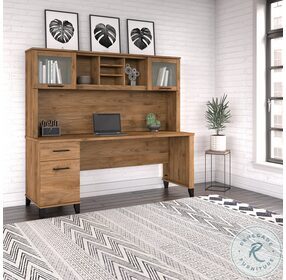 Somerset Fresh Walnut 72" Office Home Office Set with Drawers and Hutch