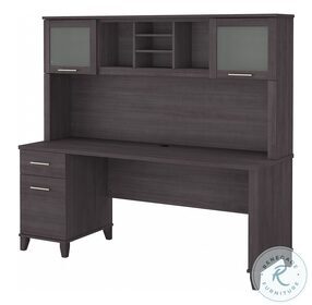 Somerset Storm Gray 72" Office Desk With Drawers And Hutch