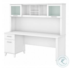 Somerset White 72" Office Desk With Drawers And Hutch