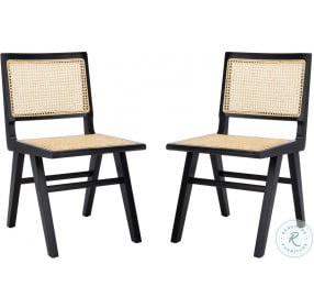 Hattie Black And Natural French Cane Dining Chair Set Of 2