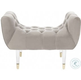 Eugenie Pale Taupe Tufted Velvet Acrylic Bench
