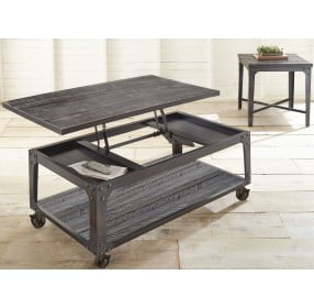 Sherlock Antiqued Dark Charcoal Lift Top Occasional Table Set