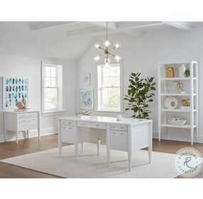 Shasta White 66" Half Pedestal Home Office Set