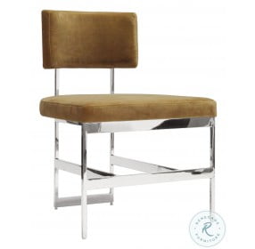Shaw Nickel And Camel Velvet Modern Dining Chair