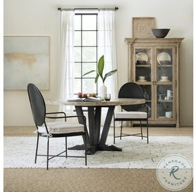 Ciao Bella Flaky White And Black 60" Round Dining Room Set