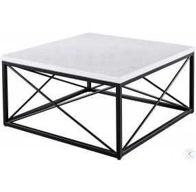 Skyler White Marble Top And Black Cocktail Table