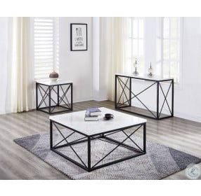 Skyler White Marble Top And Black Occasional Table Set