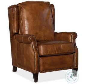 Silas Caramel Brown Checkmate Rook Leather Recliner