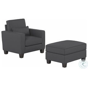 Stockton Charcoal Gray Herringbone Accent Chair with Ottoman