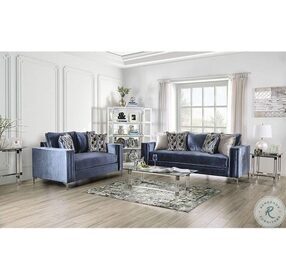 Jodie Satin Blue Living Room Set