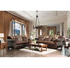 Franklin Dark Brown And Tan Living Room Set
