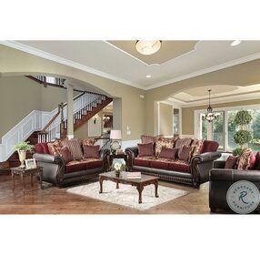 Franklin Burgundy And Espresso Living Room Set
