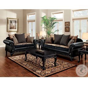 Theodora Tan and Black Living Room Set