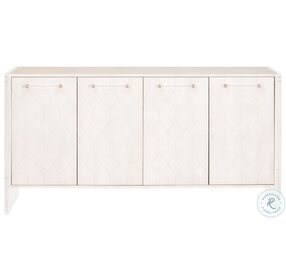 Traditions White Shagreen And Brushed Silver Sonia Shagreen Media Sideboard