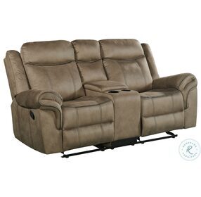 Tasso Sorrento Brown Reclining Console Loveseat
