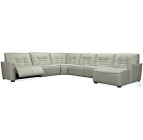 Reaux Rangers Dove Grey Leather 6 Piece RAF Chaise Reclining Sectional