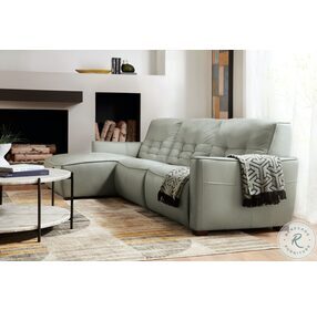 Reaux Rangers Dove Grey Leather 2 Piece Power Reclining LAF Chaise Sectional