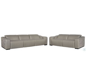 Opal Grey Leather 3 Piece 2 Power Reclining Living Room Set with Power Headrest