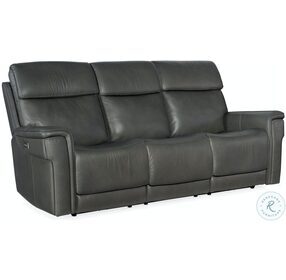 Lyra Grey Leather Zero Gravity Power Reclining Sofa with Power Headrest