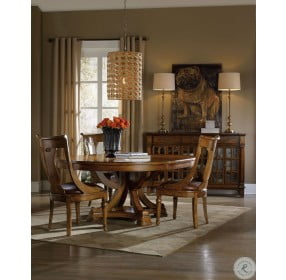 Tynecastle Brown Round Pedestal Extendable Dining Room Set