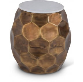 Stomp White Marble And Gold End Table