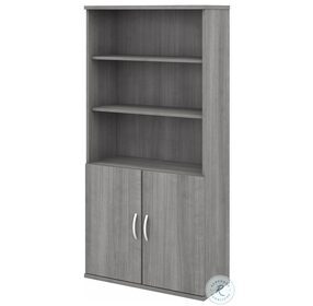 Studio C Platinum Gray 5 Shelf Bookcase with Doors